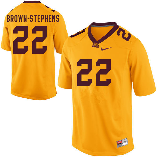 Men #22 Mike Brown-Stephens Minnesota Golden Gophers College Football Jerseys Sale-Yellow - Click Image to Close